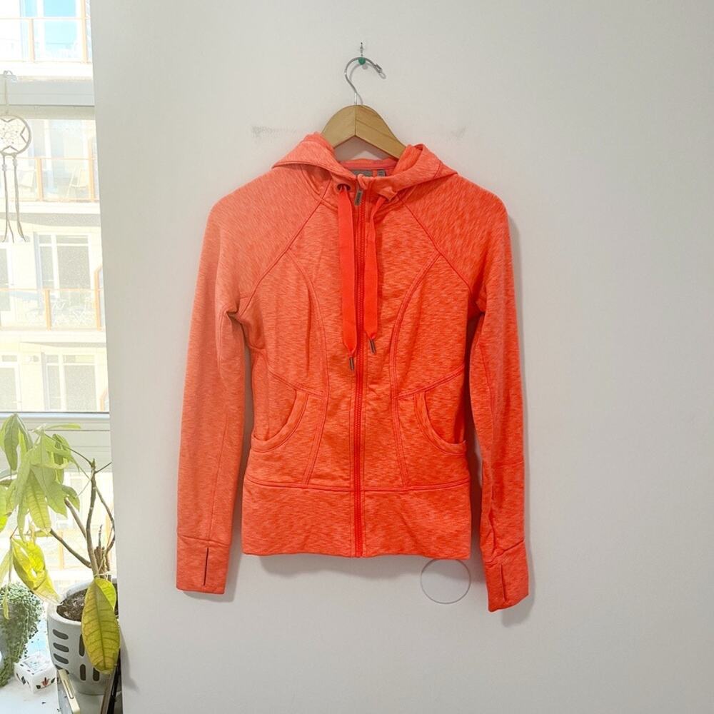 Athleta Orange Space Dye Strength Hoodie Zip Jacket Size XS